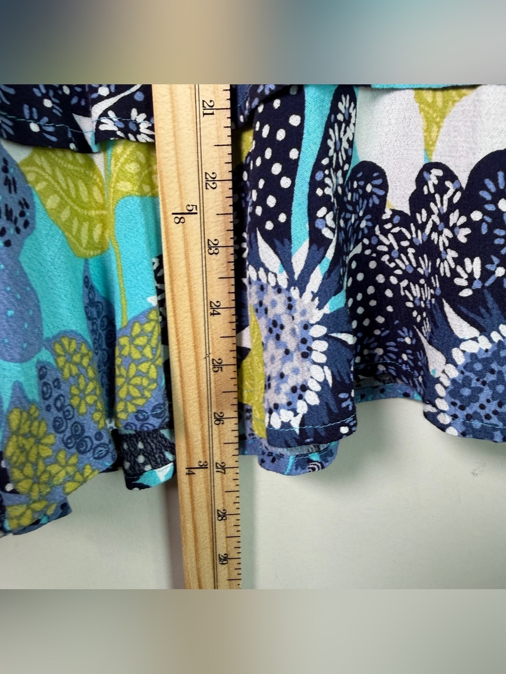 Habitat Floral Bell Sleeve Ruffle Hem Blouse | Size XL | Lagenlook Boho Artsy - Picture 11 of 12